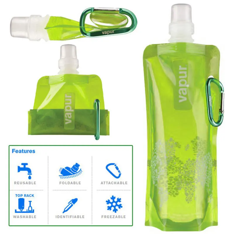 Многоразовая Сверхлегкая Спортивная складная бутылка для воды для путешествий на открытом воздухе, кемпинга, альпинизма, портативный туристический походный чайник для воды - Цвет: Зеленый