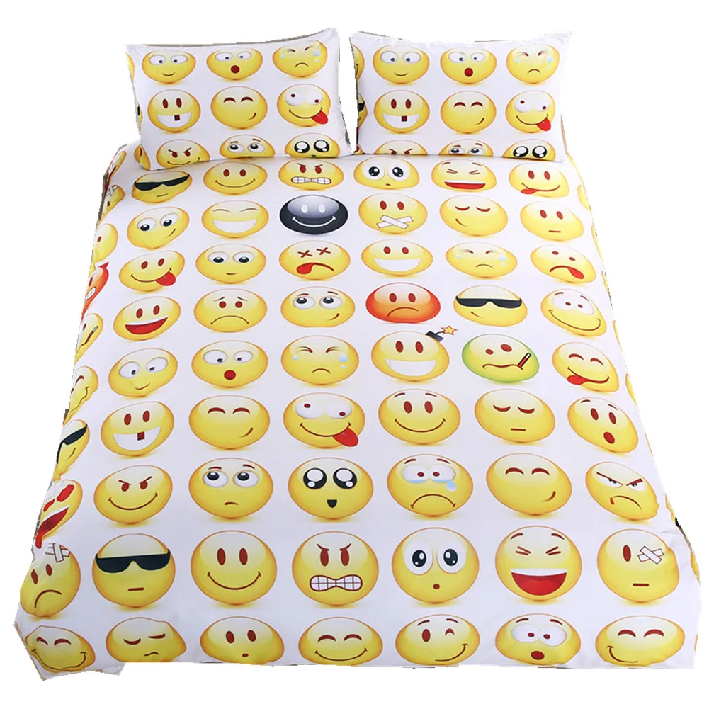 

Emoji Bedding Sets Interesting and Fashion Duvet Cover set for Young People New Year Bed Sheets 3Pcs Us Size