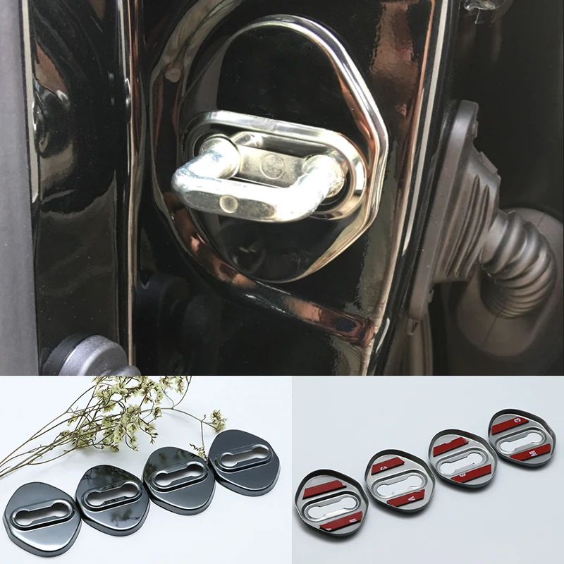 

4pcs Stainless Steel Door Lock Buckle Protective Cover Auto Case for honda civic type R SI hatchback coupe 2001-2018 Car Styling