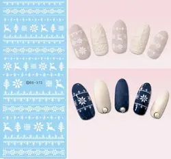 Новый DS372 Белый Рождественский олень Knits белого цвета Переводные ногти художественные наклейки зимние скандинавские стили ногтей