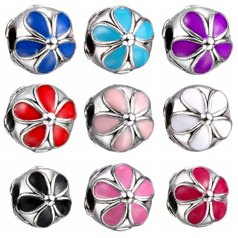 

Big Hole Silver Beads for jewelry making DIY limit button lock buckle