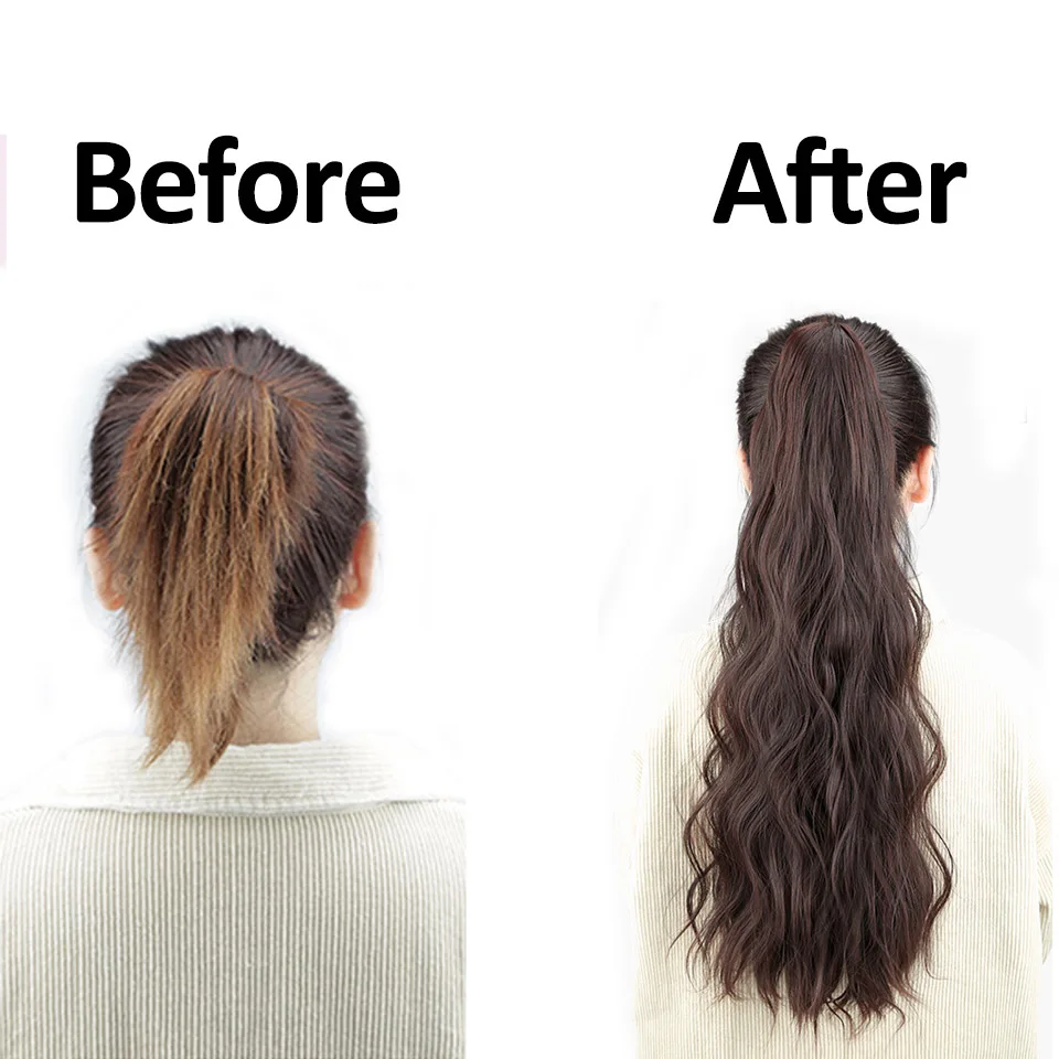 Synthetic Long Wavy Mini Claw on Ponytail Hair Extensions Fake Hair Piece for Women Black Brown Tail Hair Extension AISI BEAUTY
