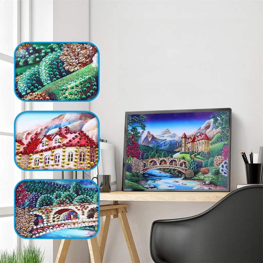 

2019 Exquisite bedroom decorations and special shape diamond painting DIY 5D part diamond cross stitch set crystal broderie