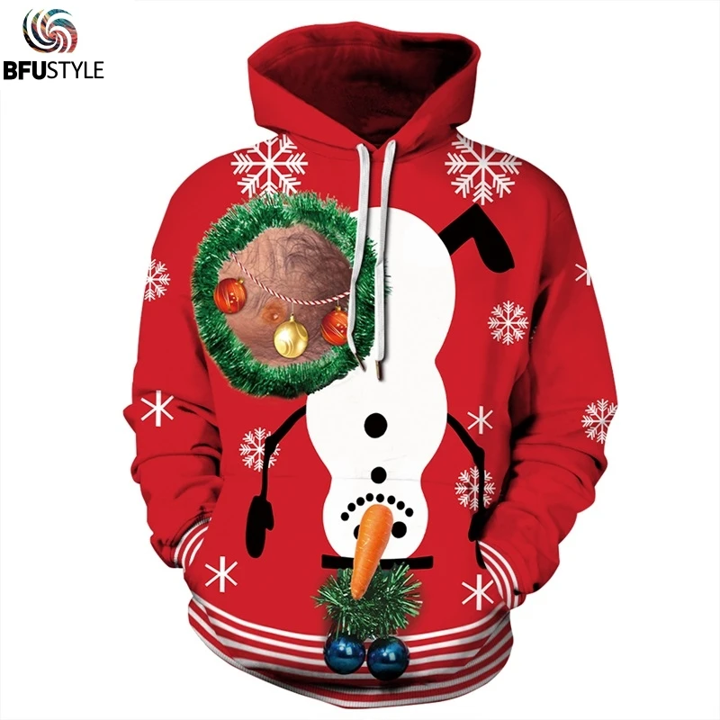 Buy Sweatshirts Men Ugly Christmas Hoodies Snowman