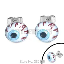 Эмаль Синий Шарм глаза серьги шпилька из нержавеющей стали ювелирные изделия мода мотор серьги байкера SJE370100