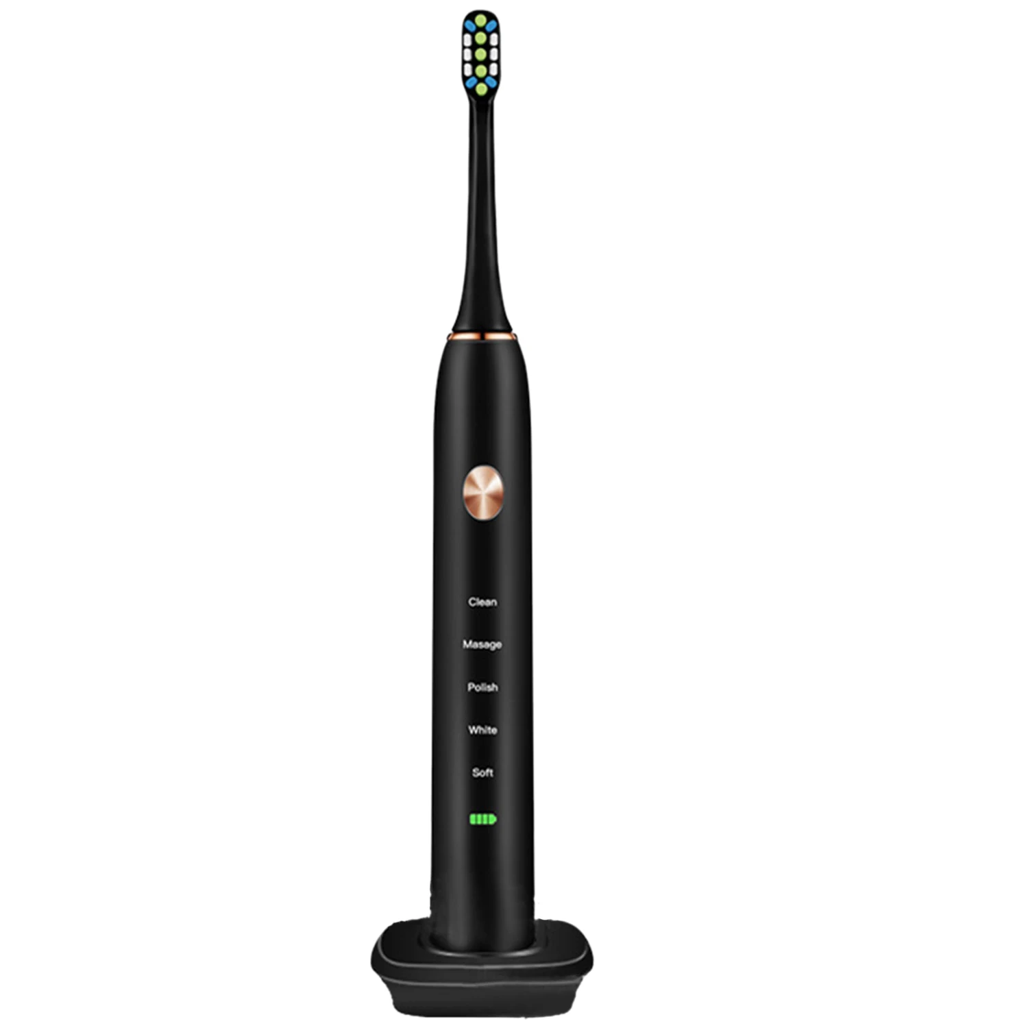Электрическая зубная щетка с USB индукционной зарядкой, электрическая зубная щетка для взрослых с звуковой вибрацией, водонепроницаемая электрическая зубная щетка IPX7(ESD90 - Цвет: Black