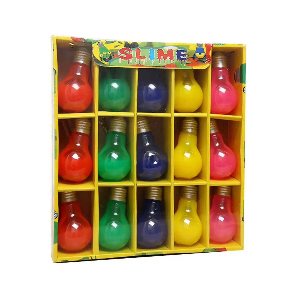 

New 15Pcs Funny Light Bulb Shape Bottle Soft Slime Stress Relief Children Adult Toy
