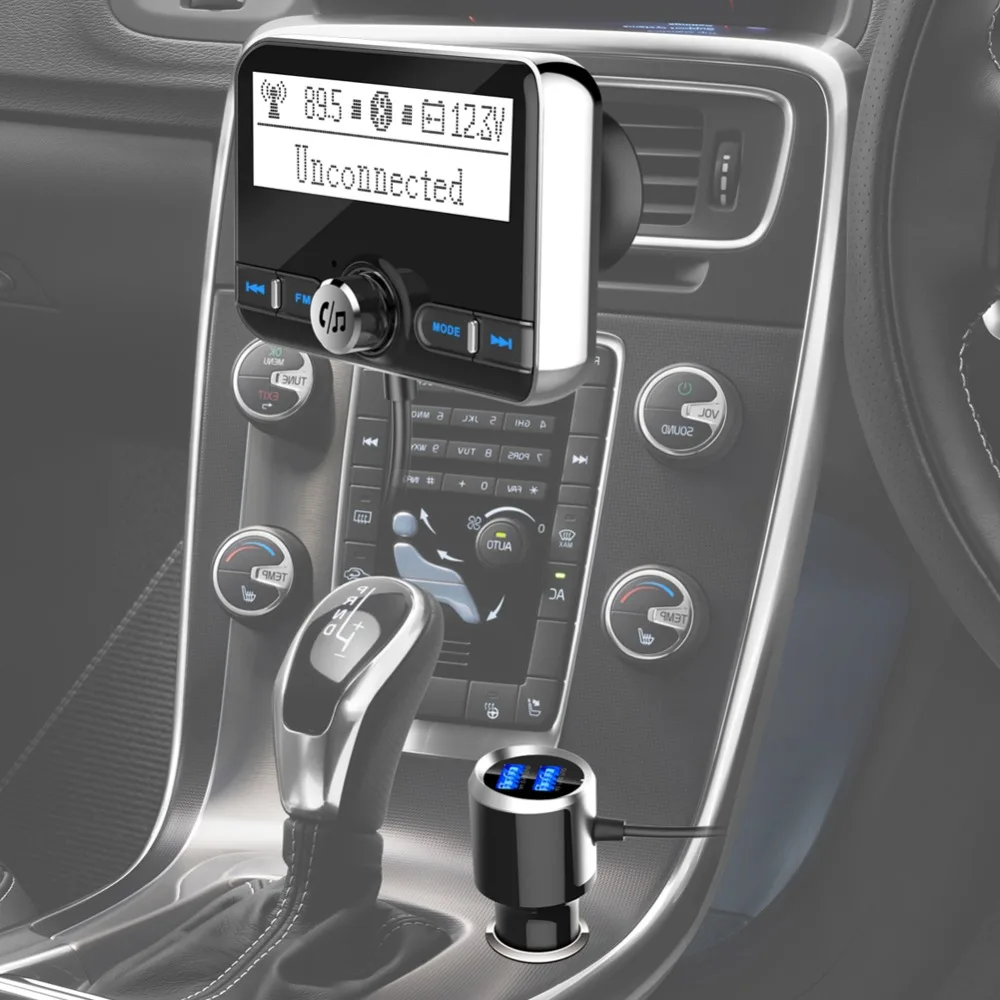 ALLSOME Bluetooth fm-передатчик беспроводной автомобильный fm-модулятор Автомобильный MP3-плеер автомобильный комплект громкой связи Bluetooth автомобильное зарядное устройство ЖК-дисплей