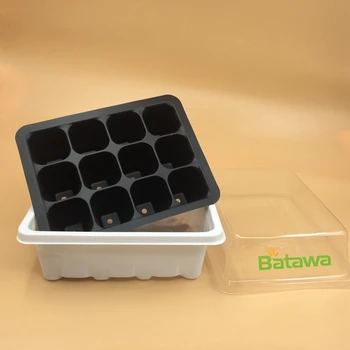 

10pcs/lot Seedling Tray Sprout Plate 12 Holes Nursery Pots Tray Lids Box For Gardening Bonsai Mini Greenhouse