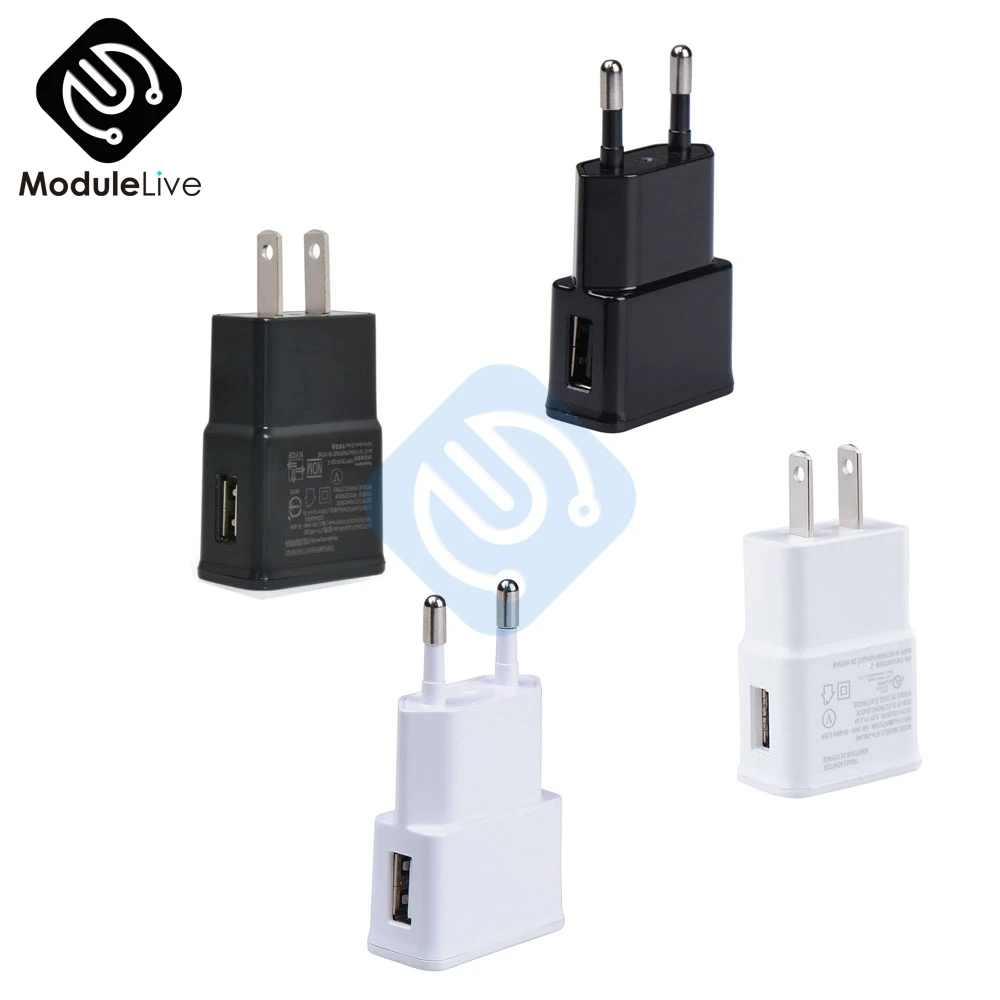 White Black 5V 2A EU US Plug 1 Port USB Wall Charger Fast Power Adapter Travel afbeelding