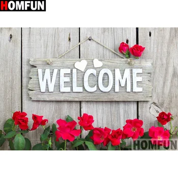 

HOMFUN Full Drill Diamond Painting "Letter flower" DIY Picture Of Rhinestone 5D Diamond Embroidery Cross Stitch Decor A13320