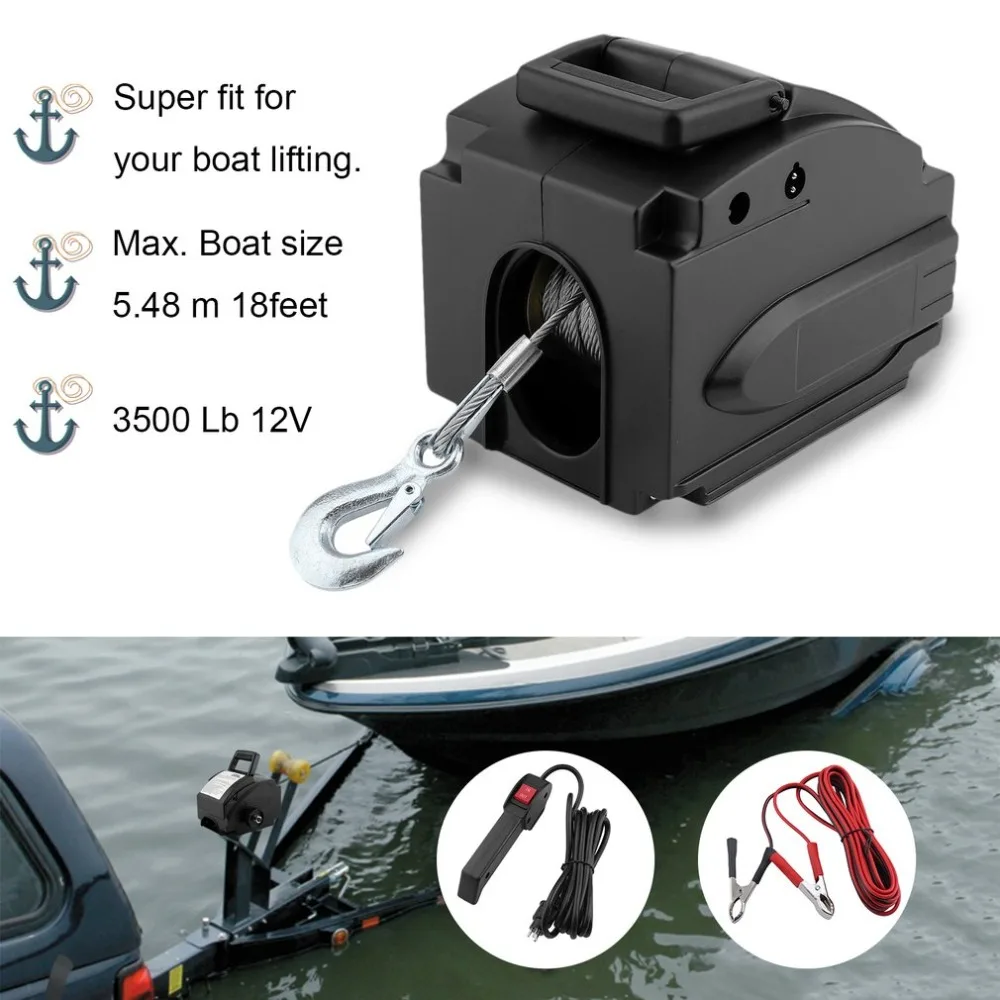 New 3500 Lb 12V Car Wire Rope Electric Boat Winch Motor Winch With