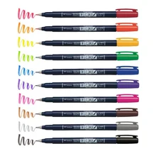 TOMBOW 10 цветов японская каллиграфия ручка водостойкие маркеры мягкие ручки-щетки для Надписи Письмо и рисование художественные принадлежности