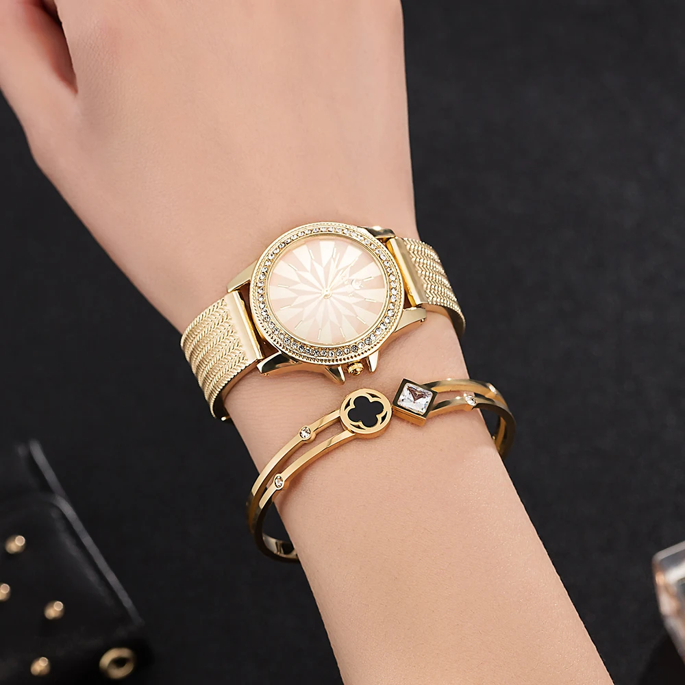 

Watches for woman 2019 new ZONMFEI brand golden wrist watch women rhinestones flower face dress quartz watch top hot sale clock