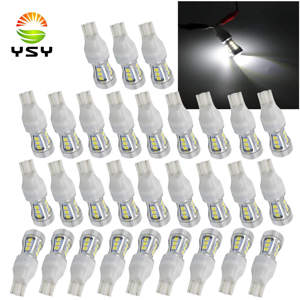 YSY 30 шт. T10 W16W Светодиодная лампа 3030 15 SMD 12 В белая Неполярность для универсальной