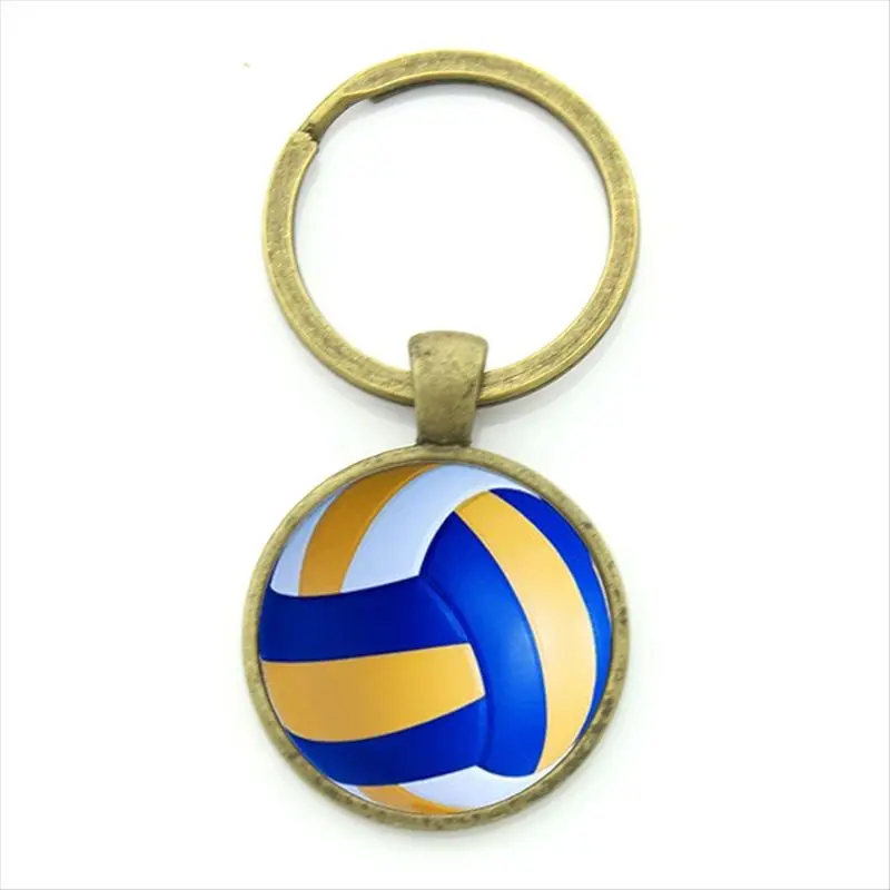 TAFREE аксессуары для отдыха пляжный волейбол брелок шарик-амулет рисунок печать круглый стеклянный сплав брелок для ключей шар подарок фанатам KC255 - Цвет: KC255