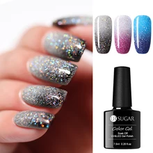 Ur Sugar, Термальный УФ Гель-лак, 7,5 мл, с лазерным блеском, 3 цвета, меняющий температуру, отмачиваемый Гель-лак для ногтей