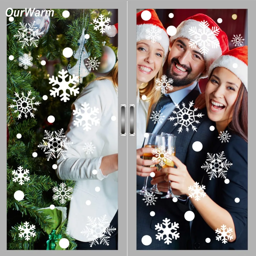 

OurWarm Christmas 3set Snowflake Window Stickers Party DIY Decorations Winter Stickers Background Poster For Wall