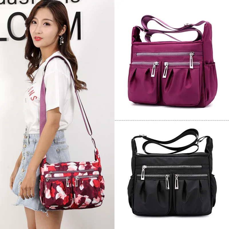 Multi Di Flower tasca prugna 8020 Nylon Omen Tendenza Modo blue Del Crossbody W Delle S il Nuovo Della Donne Spalla Red Fold Nero borgogna Sacchetto Madre Leggero Drawing Borsa aCw5BqW
