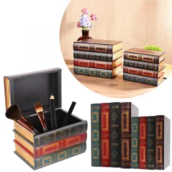 

Simulation book shaped box Retro False Book Jewelry Cosmetics Storage Box Necklace Organizer Decoration (A Type Set)