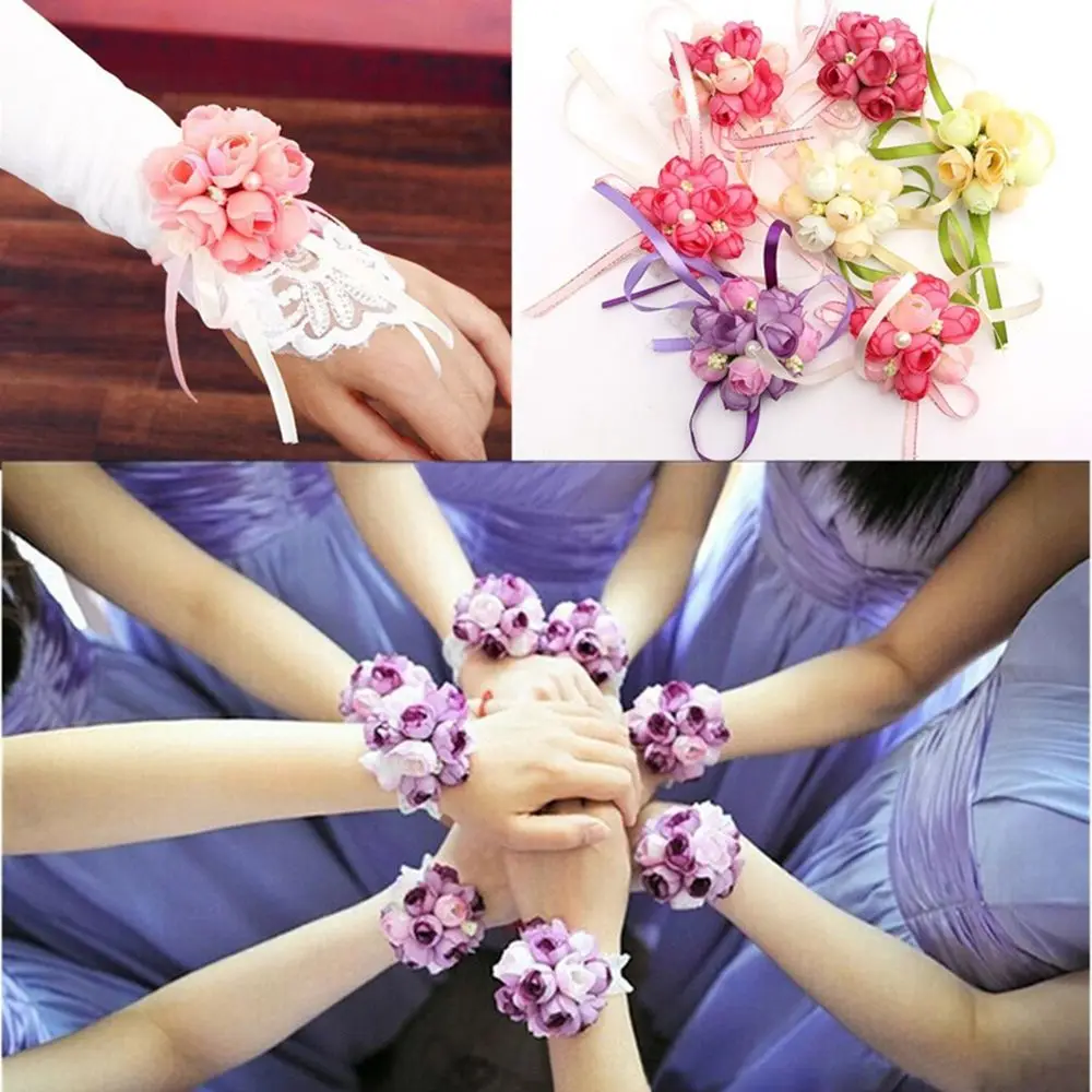 

Fashion Rose Bracelet Hand Flowers Bridal Bridesmaid Sisters Wedding Gifts for Guests Party Wedding Decoration