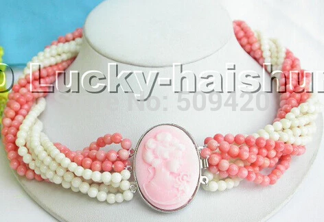 

Wholesale>AAA 10Stds natural pink white coral necklace lseashell