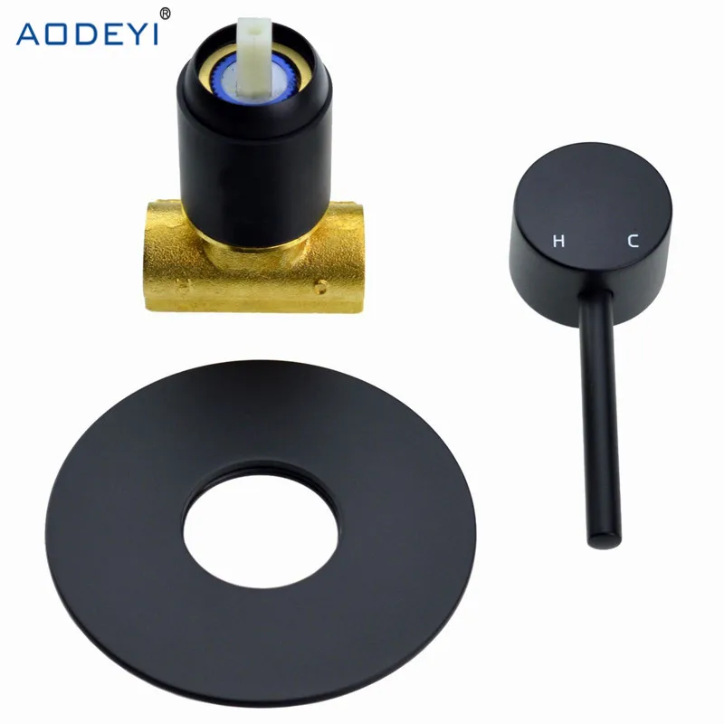 AODEYI матовый черный круглый смеситель для душа клапан Твердый латунный душевой кран контрольный клапан настенный смеситель клапан