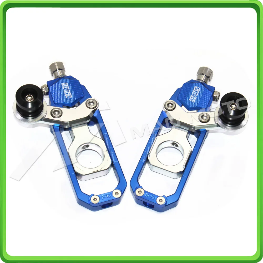 Motorcycle Chain Tensioner Adjuster with bobbins fit for HONDA CBR 600 RR CBR600RR 2005 2006 2007 2008 2009 2010 Blue & Silver (2)