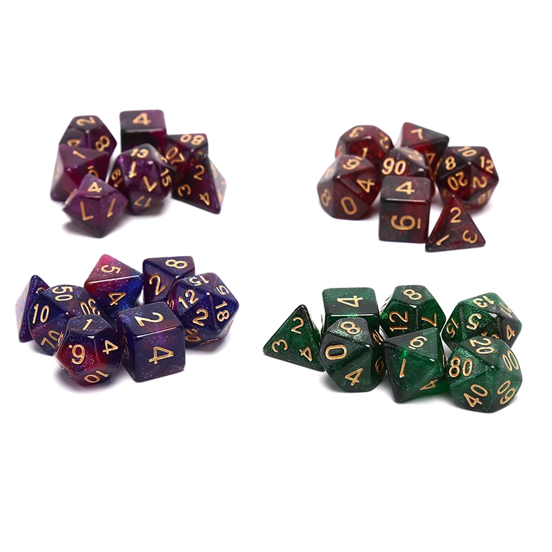 

7pcs/Set Polyhedral Multi Sided Acrylic Starry sky dice Digital dice Game