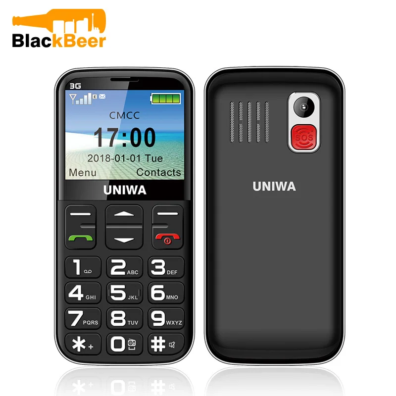 UNIWA V808G Mobile Phone 3G WCAMA SOS Button 1400mAh 2.31 Inch Screen Old Man Cellphone Flashlight Torch Cell Phone For Elderly