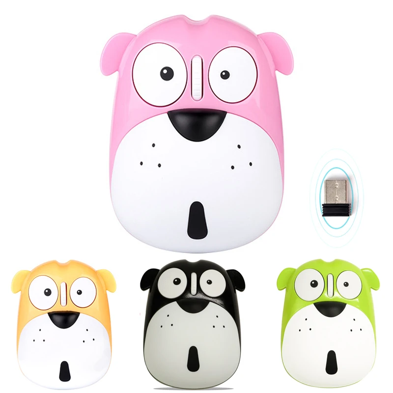 

Rechargeable Wireless Mouse Cute Dog Pattern Gaming Mouse 2.4G 1200DPI Receiver Optical Computer Ergonomic Silent Mice
