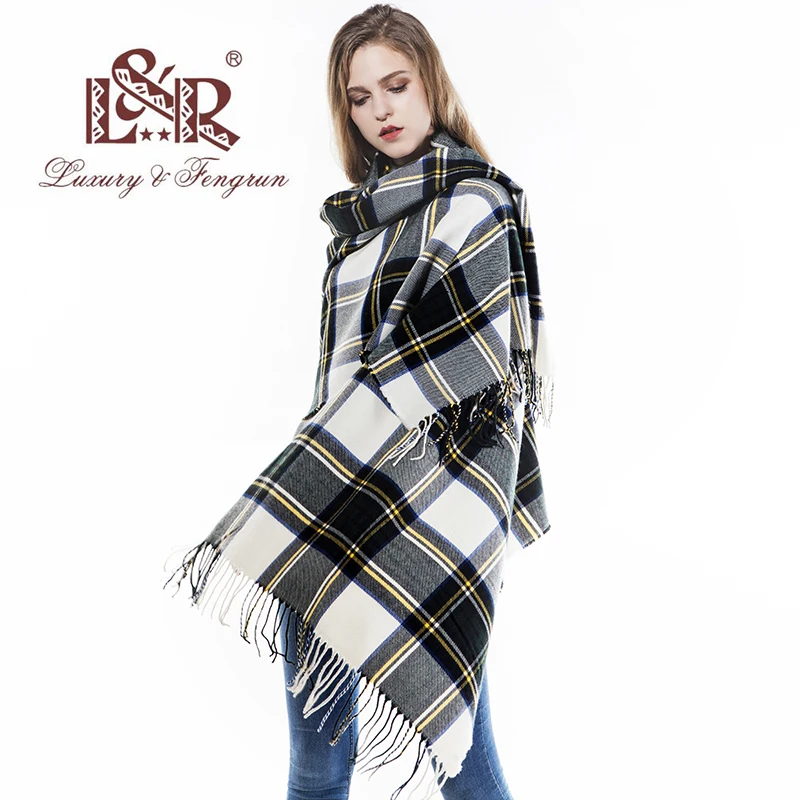 2018 Oversized Pashmina Tassels Winter Female Scarf Women Plaid Blanket Wool Scarfs Cashmere Women Foulard Femme Shawls Wraps
