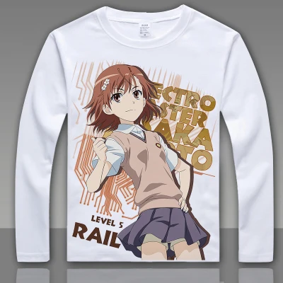 Модная футболка Toaru Kagaku no Railgun Misaka Mikoto для косплея, футболка с длинным рукавом, аниме топы футболки для мужчин и женщин, футболка L004 - Цвет: 16