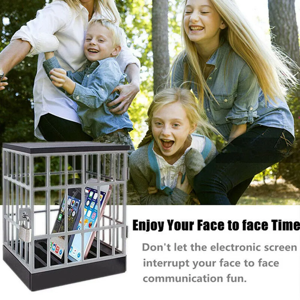 

Mobile Phone Jail Cell Prison Lock Up Holder Storage Box Locking Cage Party Smartphone Storage Cages Novelty Gift #L