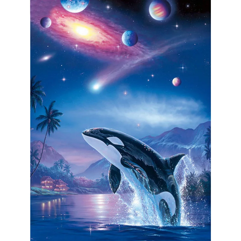 

YIKEE diamond painting whale,5d diy diamond painting crystal,diamond painting sale K409