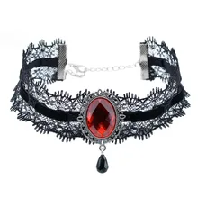 Ingesight, кружевная бархатная цепочка, красное колье из драгоценных камней, для женщин, Массивный воротник макси, акрил, капля воды, Кристальное ожерелье