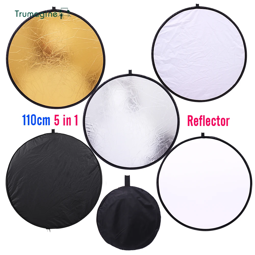

TRUMAGINE 110cm 5 in 1 Multi Portable Collapsible Light Round Photography/Photo light Reflector for Studio fotografia reflector