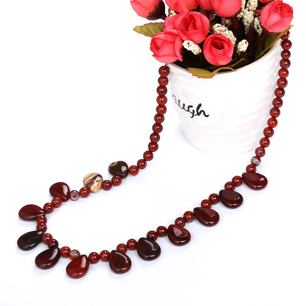 Женское Ожерелье, ювелирное изделие, натуральная красная яшма, хрустальный камень, популярная цепочка, капля воды, Дамское Янтарное ожерелье с камнем, дракон