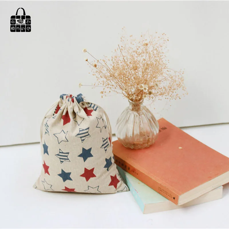 Stars printed 100% cotton bag Travel Accessories Clothes underwear shoes kids toy Storage Pouch Luggage Packing Organizers bag