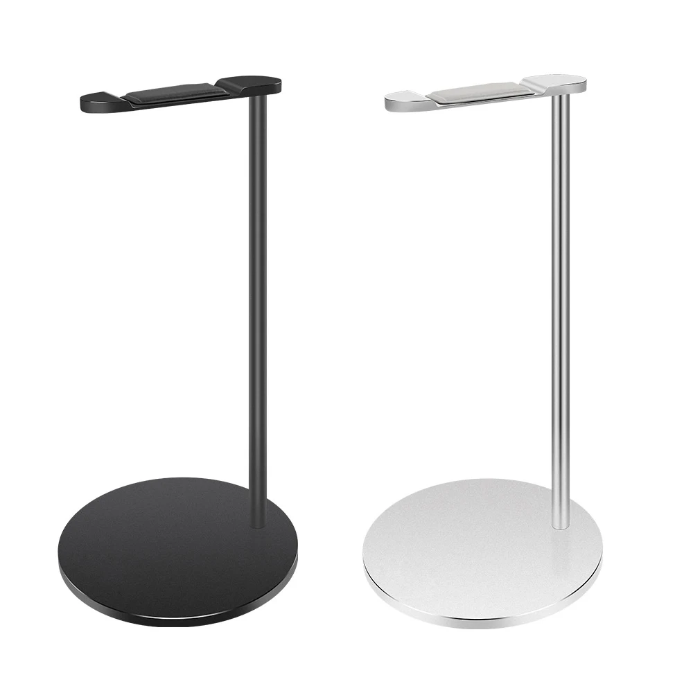 Black Headphone Stand Aluminum Holder Earphone Anti skid Flexible Headrest ABS Solid Base