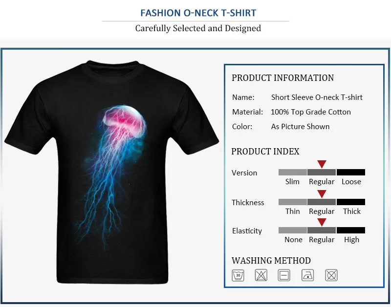jellyfish storm T Shirts Short Sleeve Crazy High Quality Men Autumn Tops Shirt Crazy Tee Shirt Round Neck All Cotton jellyfish storm