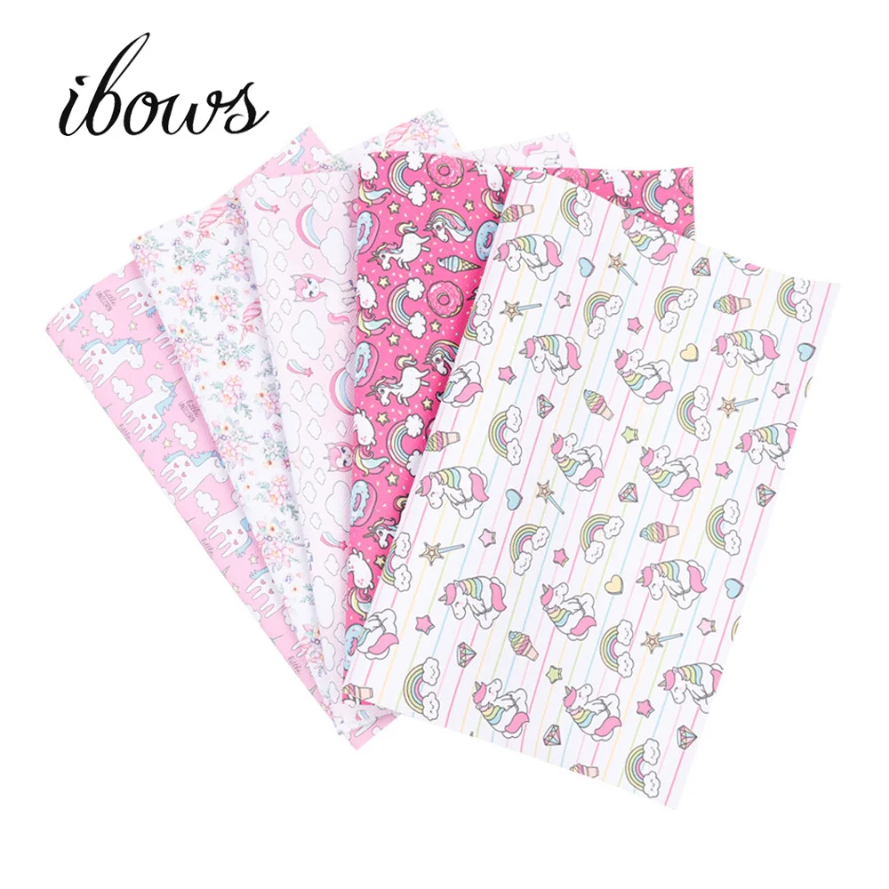 

22cm *30cm Cartoon Horse Fabric Synthetic Leather Ice-cream Printed PU Material DIY Hair Bows Handmade Craft Sewing Materials