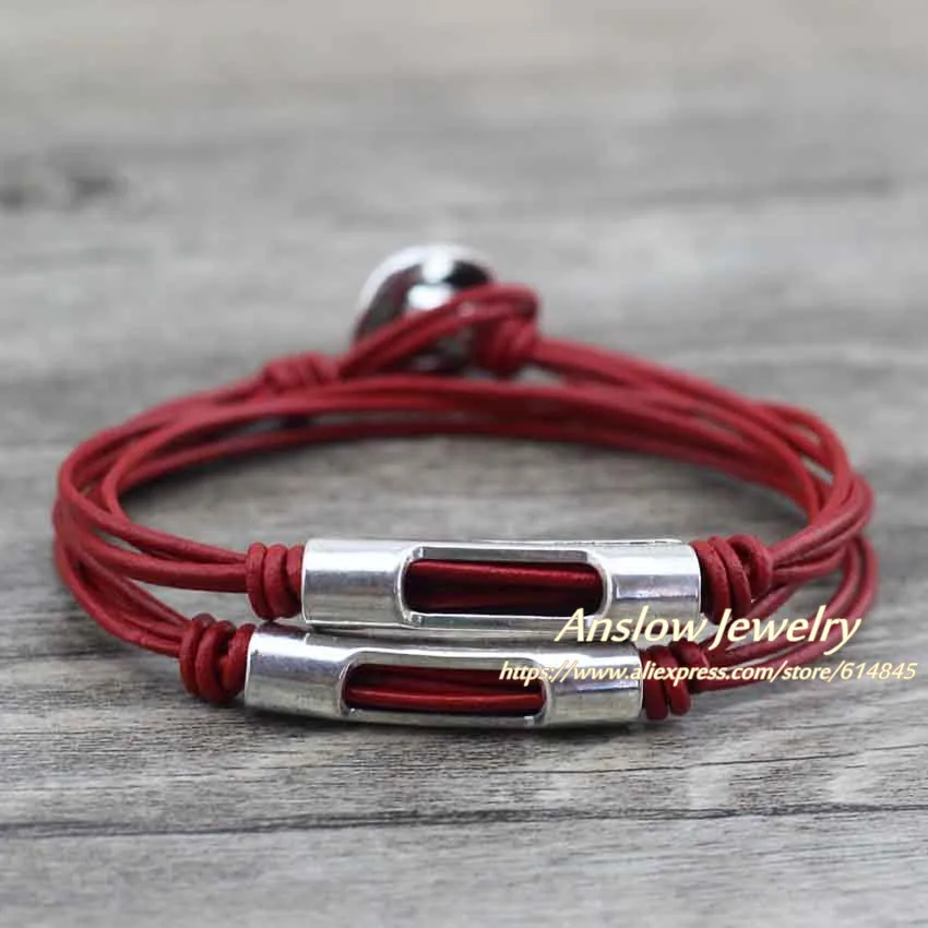 Anslow модные ювелирные изделия Винтаж ручной работы DIY Шарм Bijoux кожаные браслеты оптом для женщин мужчин подарок LOW0567LB