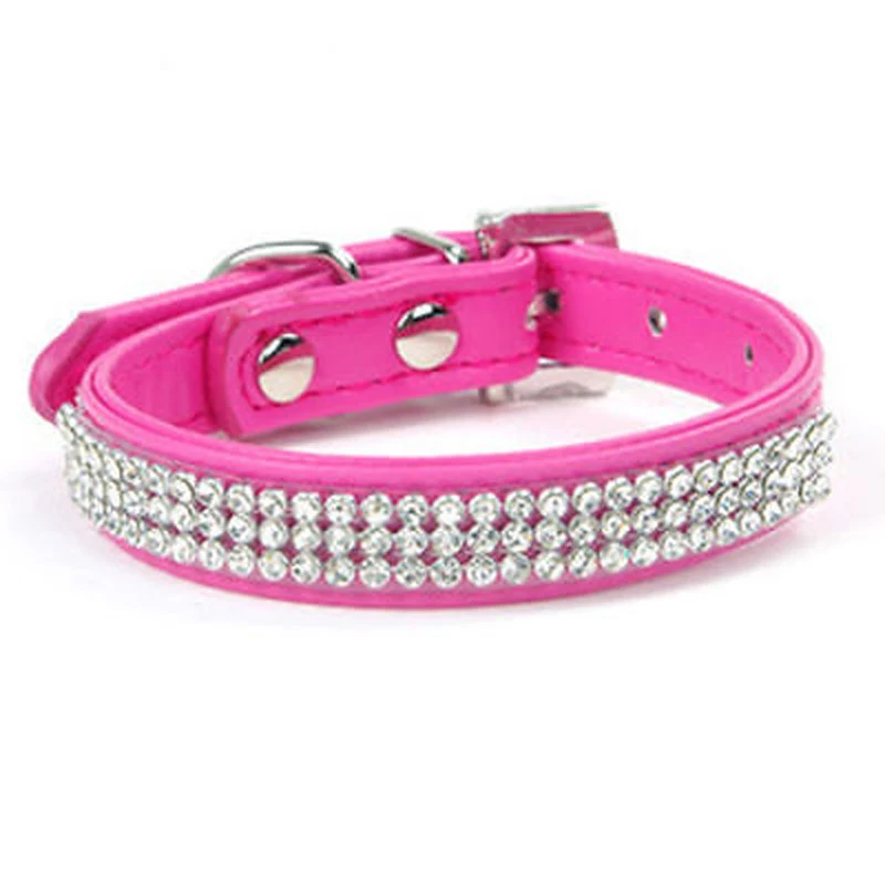 

1PCS Bling 3Row Rhinestone Pet Dog Collar Buckle Pet Accessories For Small Dogs Collar 5 Color For Pet Collar Animals Dog Leads