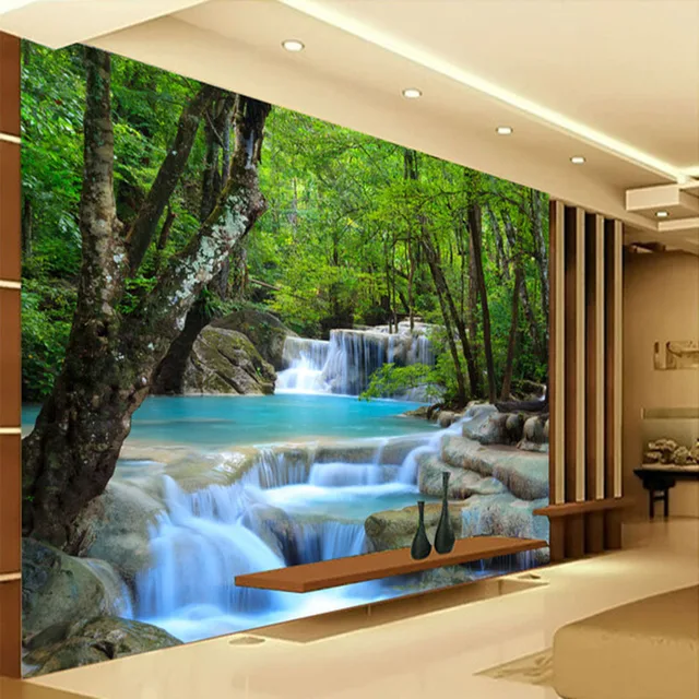 Un sofá amplio salón comedor dormitorio TV 3D telón de fondo del