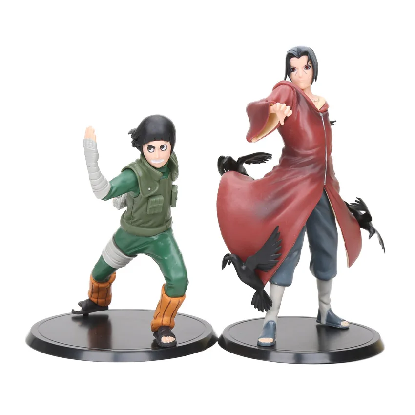 Набор из 2 фигурок Наруто Хатаке Какаши Shikamaru Namikaze Uchiha Figura Naruto ПВХ Набор фигурок Саске Минато Хюга Хината кукла - Цвет: Lee VS Uchiha