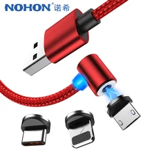 NOHON L-Форма Магнитный зарядный кабель освещение для iPhone X 7 8 плюс XS MAX XR микро Тип usb C светодиодный магнит быстрая Зарядное устройство кабель 1/2 м