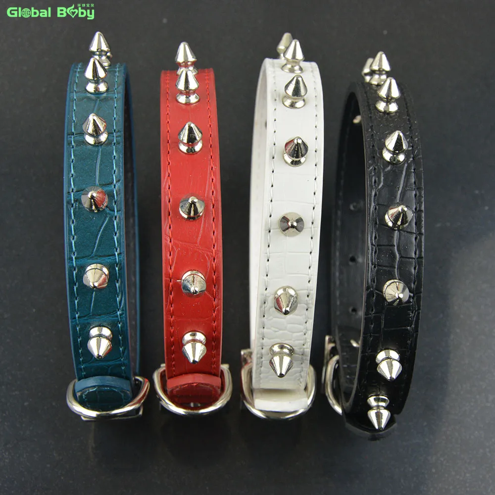 (50 Pieces/lot) Wholesale Gator Pu Leather One Row Studded Spikes Dog Pet Collar Small Medium | Дом и сад