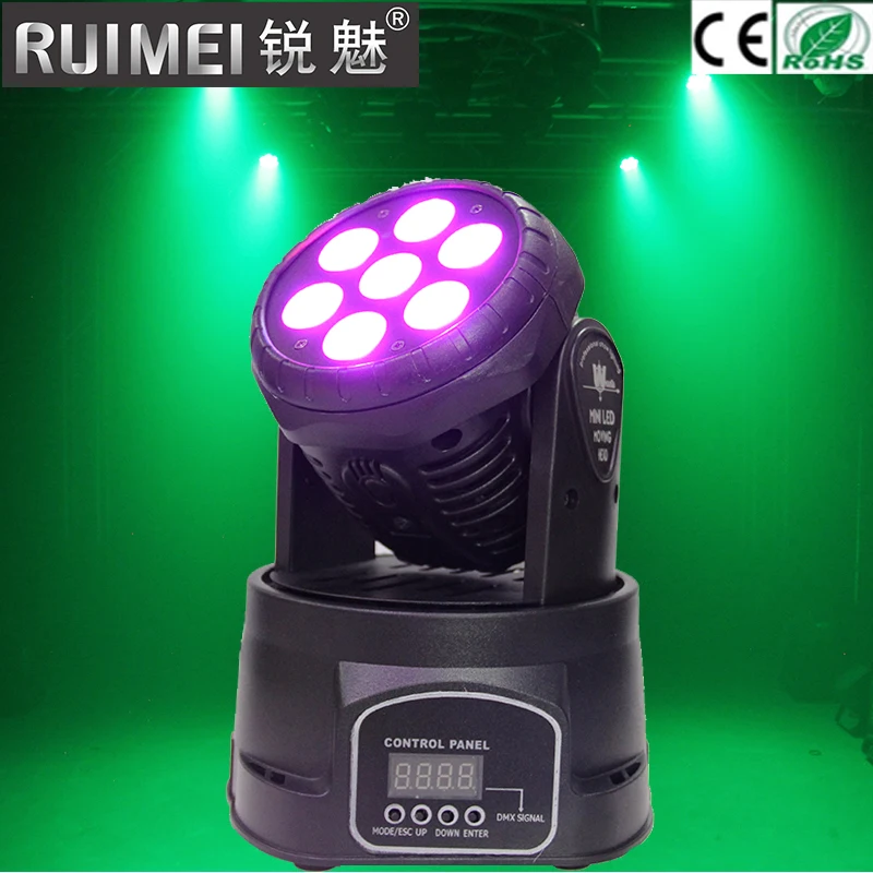 2pcs/lot Factory arrive dj lighting full color rgbw mini led moving head 7x12W DMX Wash stage light effect disco party |
