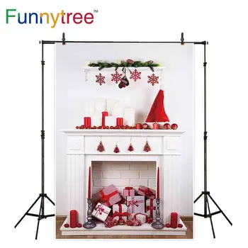 

Funnytree photography backdrops white fireplace gifts christmas decorations for home photocall photophone background wallpaper